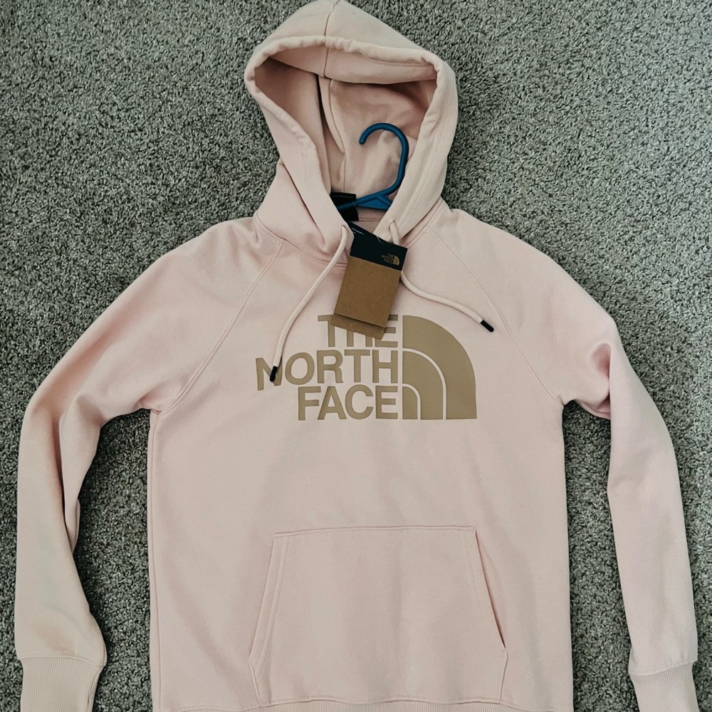 Pink and brown North Face womens hoodie
